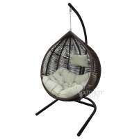 Кресло подвесное Флорес арт.D2710 (стойка+основание черн, корз.коричневая, подуш.estera-хамелеон. 3уп. (В))