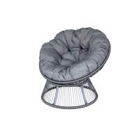 Кресло для отдыха Папасан Элис арт.CN2311-MT 1уп, шнур мебельный (серый, подушка серая Tesla smoke) (М)