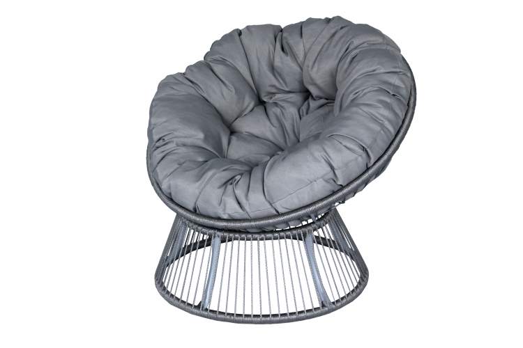 Кресло для отдыха Папасан Элис арт.CN2311-MT 1уп, шнур мебельный (серый, подушка серая Tesla smoke) (М)-2