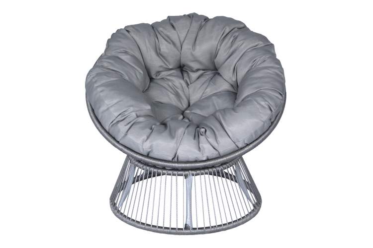 Кресло для отдыха Папасан Элис арт.CN2311-MT 1уп, шнур мебельный (серый, подушка серая Tesla smoke) (М)-1