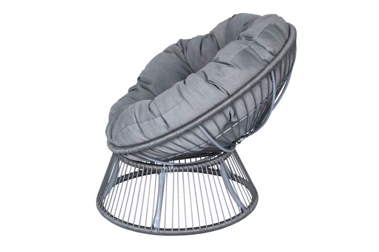 Кресло для отдыха Папасан Элис арт.CN2311-MT 1уп, шнур мебельный (серый, подушка серая Tesla smoke) (М)-4