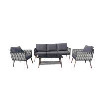 Набор мебели Гранд арт.GS068 антрацит, серый 2 уп. (стол+2кресла+диван) "Garden story"