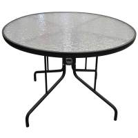 Стол к набору Марсель арт.SC-122T Ø100см (каркас черный, столешница прозрачная)  Garden story 