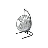 Кресло подвесное Лондон арт.3978-МП (стойка+основание.черн.,корзн.серая.,подуш.серая, 3 уп. (Т))