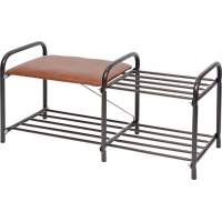 Этажерка для обуви ЭТЛ1 арт.ЭТЛ1/А двухъярусная, каркас медный антик, сиденье цв.коричневый