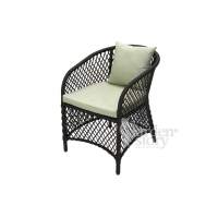 Кресло к набору Сакраменто арт.СА0025 (каркас черный, ротанг коричневый, estera-хамелеон) (В)