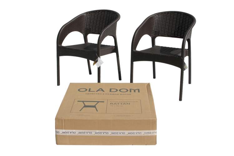 Набор мебели Ola Dom арт.ЭП 442295 + ЭП 442332 коричневый, (2стула+стол 76x76см) (коричневый)-1