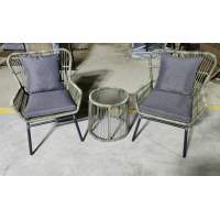 Набор мебели Конер арт.GS073 серый, 1 уп.(2 стула+стол Ø43см, каркас черный, ротанг серый) "Garden story"