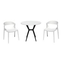 Набор мебели ЕВОК арт.PP0005WPб+PP9901WRбч белый, черный, (2стула ЕВОК бел+стол ТЕОРИ бел с чер ножками)