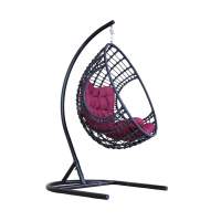 Кресло подвесное Лондон арт.D35B-МТ003 цв.корзины черный, цв.подушки бордовый  Garden story 