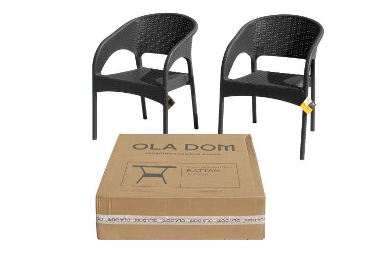 Набор мебели Ola Dom арт.ЭП 442301+ ЭП 442349 антрацит, (2стула+стол 76x76см) (антрацит)-1