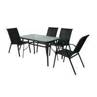 Набор мебели Сан-Ремо арт.SC-092KD, SC-090 черный, (4 кресла кор.2+стол 120х70см, каркас черный, сиденья черные) "Garden story"