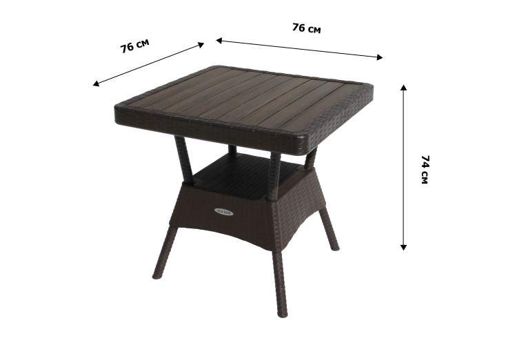 Стол пластиковый Ola Dom арт.ЭП 442332 76x76см квадратный (коричневый)-5