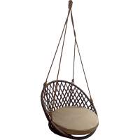 Кресло подвесное Майорка арт.М455-МТ009 цв.корзины темно-коричневый, цв.подушки бежевый  Garden story 