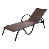 Лежак  Барселона  ротанг(каркас черный, искусственный ротанг коричневый)
