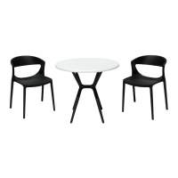 Набор мебели ЕВОК арт.PP0005WPч+PP9901WRбч белый, черный, (2стула ЕВОК черный+стол ТЕОРИ бел черн ножки)