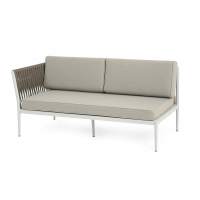 "Касабланка" правый модуль плетеный из роупа, каркас алюминий светло-серый (RAL7035) муар, роуп серо-коричневый 23мм, ткань бежевая 15052