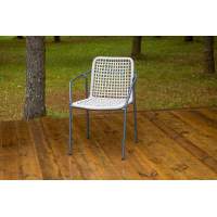 "Тунис" стул плетеный из роупа, каркас алюминий темно-серый (RAL7024), роуп светло-серый