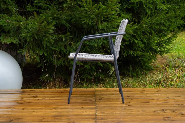 "Тунис" стул плетеный из роупа, каркас алюминий темно-серый (RAL7024), роуп светло-серый-3