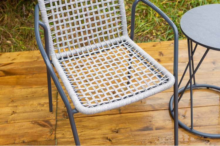 "Тунис" стул плетеный из роупа, каркас алюминий темно-серый (RAL7024), роуп светло-серый-4