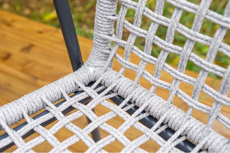 "Тунис" стул плетеный из роупа, каркас алюминий темно-серый (RAL7024), роуп светло-серый-7