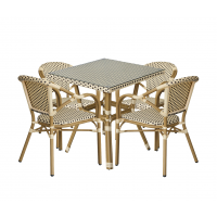 "Кабри" обеденная группа плетеная на 4 персоны, цвет бежево-коричневый