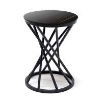 "Сантьяго" журнальный стол из HPL круглый Ø40 H55, каркас из стали темно-серый (RAL 7024), цвет столешницы "черный мрамор"