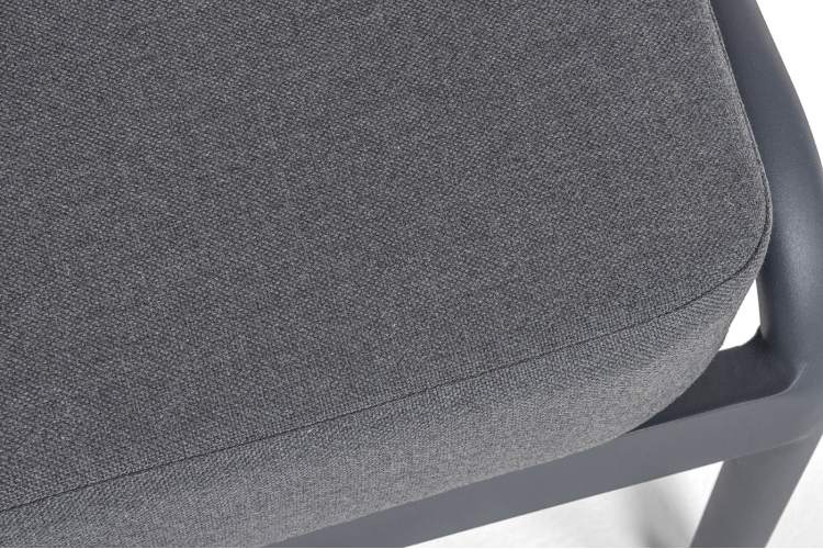 "Ронда" диван 3-местный плетеный из роупа, каркас алюминий темно-серый (RAL7024) муар, роуп серый 40 мм tex, ткань темно-серая 027-7