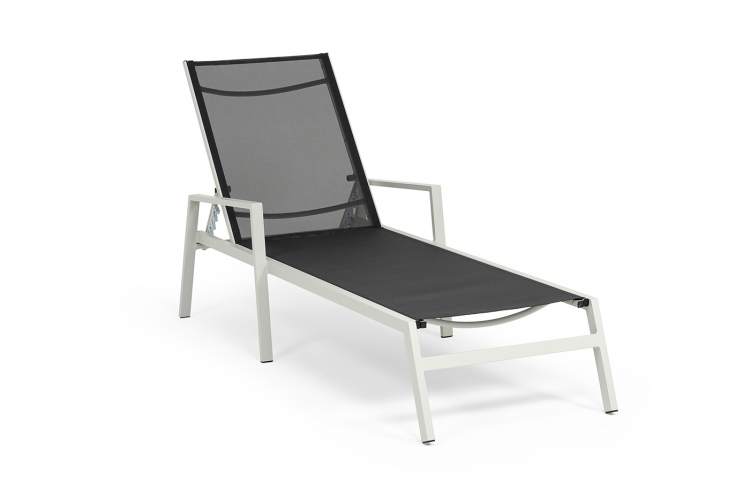 "Парма" шезлонг, каркас алюминий светло-серый (RAL7035) муар, ткань текстилен темно-серая