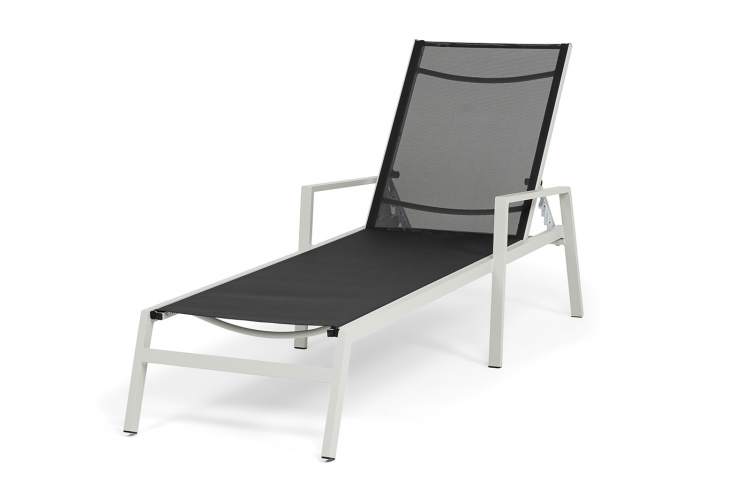 "Парма" шезлонг, каркас алюминий светло-серый (RAL7035) муар, ткань текстилен темно-серая-1