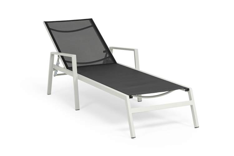 "Парма" шезлонг, каркас алюминий светло-серый (RAL7035) муар, ткань текстилен темно-серая-3