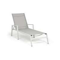 "Парма" шезлонг из алюминия темно-серый (RAL7024) муар, ткань текстилен серая