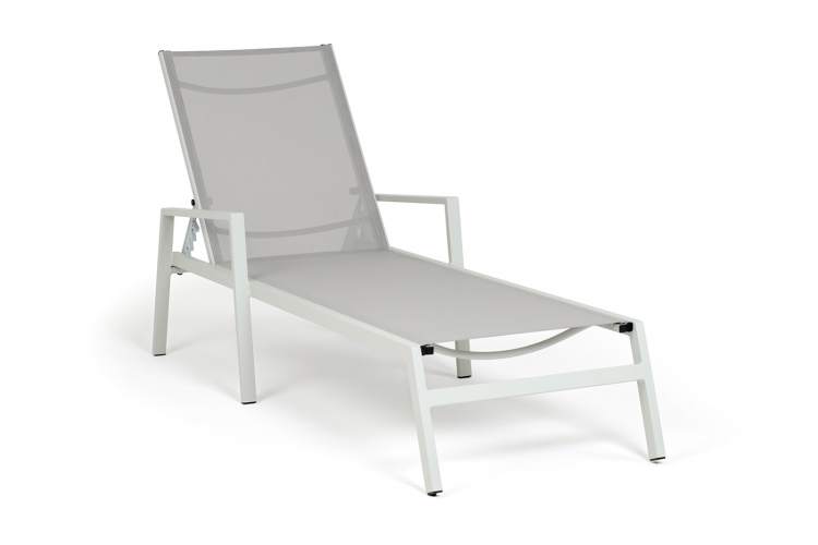 "Парма" шезлонг из алюминия темно-серый (RAL7024) муар, ткань текстилен серая