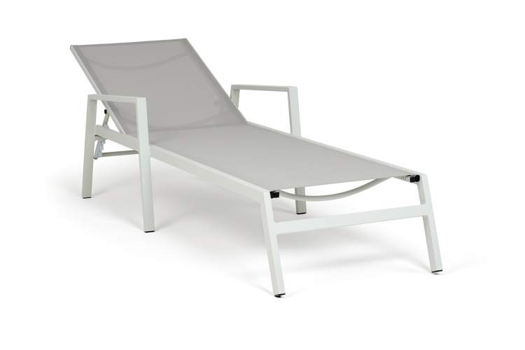 "Парма" шезлонг из алюминия темно-серый (RAL7024) муар, ткань текстилен серая-1