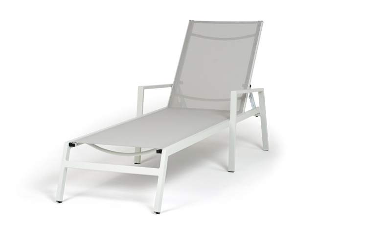 "Парма" шезлонг из алюминия темно-серый (RAL7024) муар, ткань текстилен серая-2