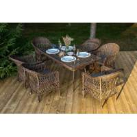"Амароне" обеденная группа из искусственного ротанга на 6 персон, цвет коричневый