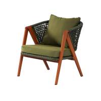 "Амстердам" кресло плетеное из роупа, каркас алюминий, роуп зеленый круглый, ткань зеленая