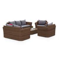  Капучино Дабл  лаунж-зона из искусственного ротанга, цвет коричневый