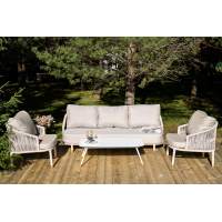 "Багамы" лаунж-зона 5-местная плетеная из роупа (веревки), каркас алюминиевый бежево-серый, роуп серо-коричневый