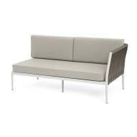 "Касабланка" левый модуль плетеный из роупа, каркас алюминий светло-серый (RAL7035) муар, роуп серо-коричневый 23мм, ткань бежевая 15052