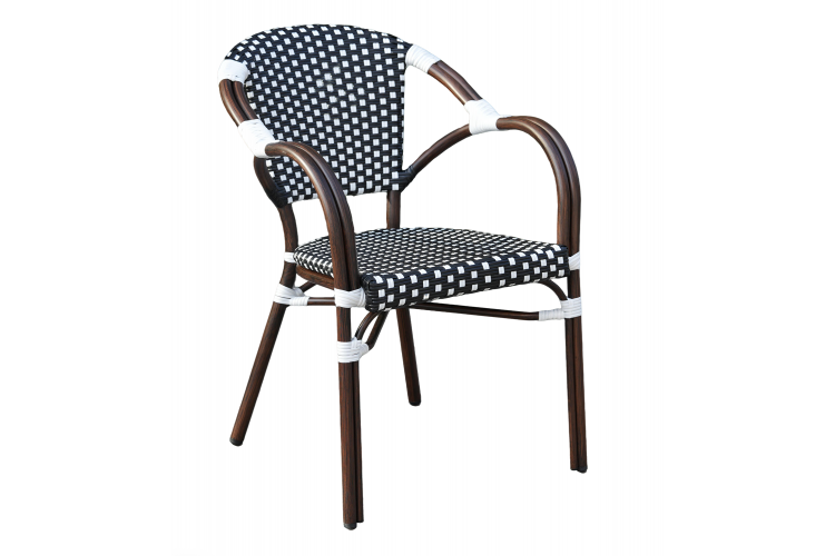 "Кабри" обеденная группа плетеная на 4 персоны, цвет черно-белый-3