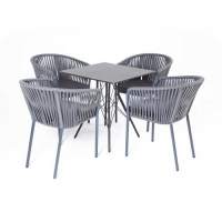 "Конте" обеденная группа на 4 персоны, квадратный стол, цвет "серый гранит"