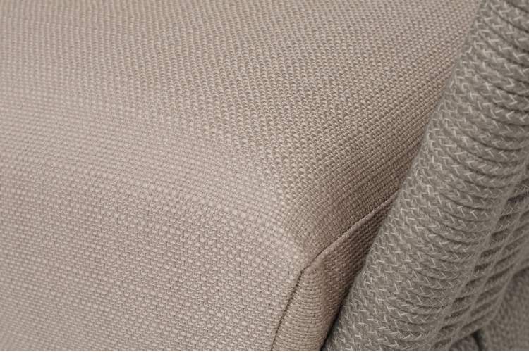 "Фиджи" диван 3-местный плетеный из роупа, каркас алюминий светло-серый (RAL7035) муар, роуп серый меланж круглый, ткань Mossle бежевая-4