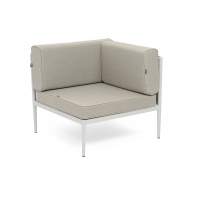 "Касабланка" угловой модуль плетеный из роупа, каркас алюминий светло-серый (RAL7035) муар, роуп серо-коричневый 23мм, ткань бежевая 15052