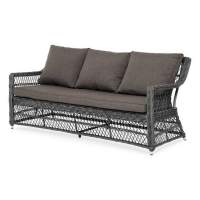  Гранд Латте  диван трехместный из искусственного ротанга, цвет графит