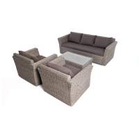 "Капучино" лаунж-зона из искусственного ротанга (гиацинт), цвет серый