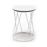 "Колумбия" журнальный стол из HPL круглый Ø40 H55, каркас из алюминия белый, цвет столешницы "молочный"