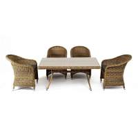 "Латте–140 R" обеденная группа плетеная, цвет соломенный