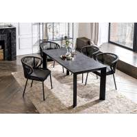 "Венето" обеденная группа на 4 персоны со стульями "Милан", каркас темно-серый, роуп темно-серый