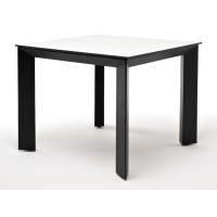 "Венето" обеденный стол из HPL 90х90см, цвет молочный, каркас черный